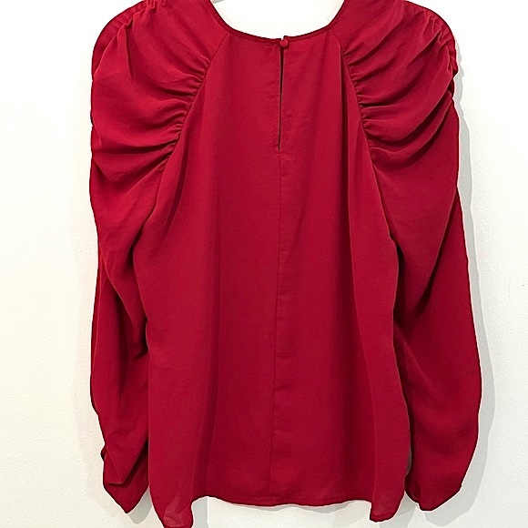 Who What Wear Tops Who What Wear Ruched Long Sleeve Puff Shoulders — free download